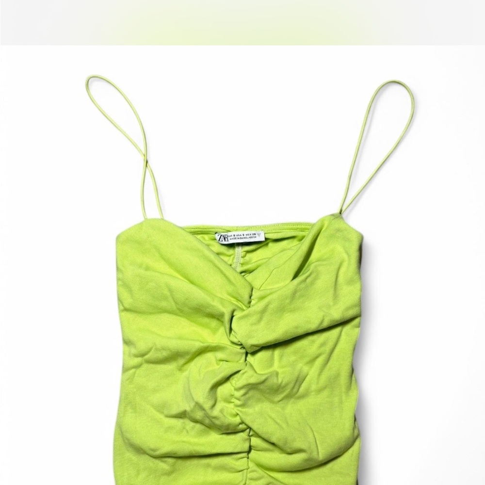 Zara Scrunched Green Women's Crop Top
